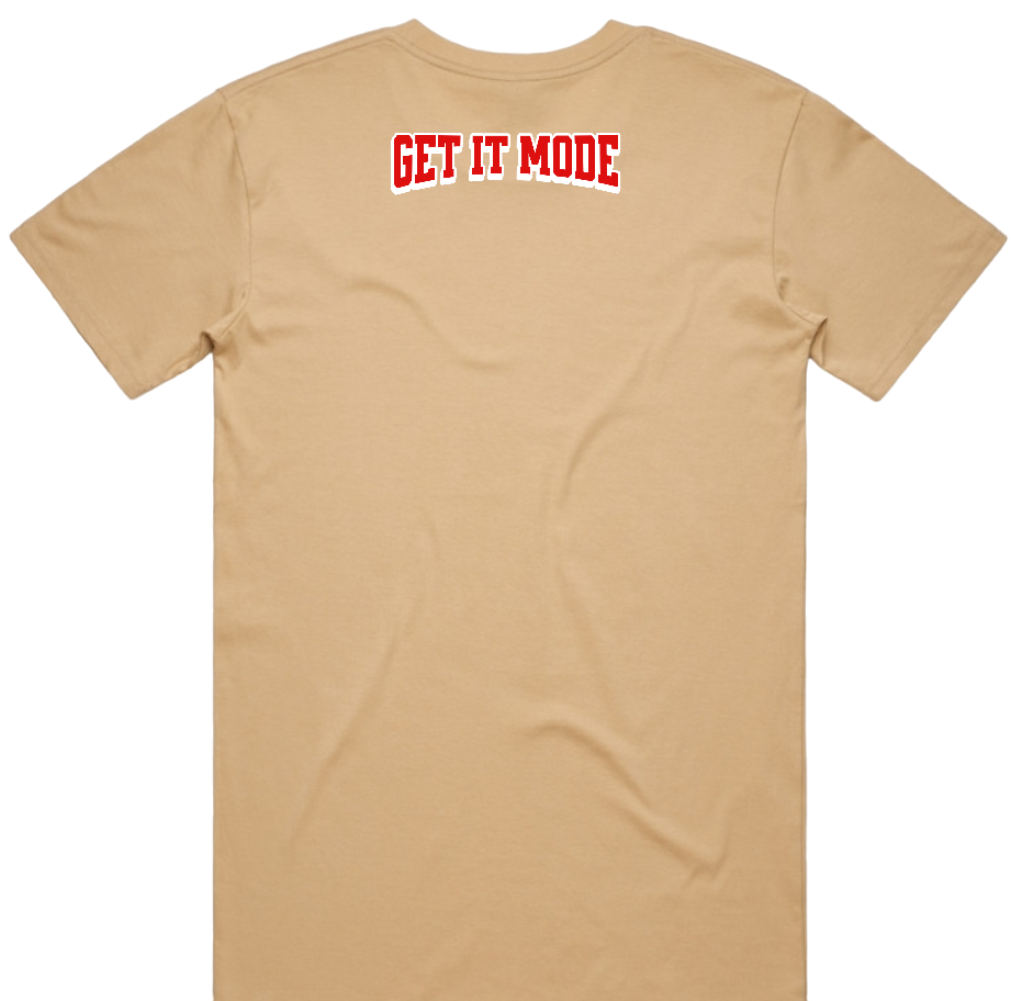 Get It Mode Brand Tee Tan/ Red