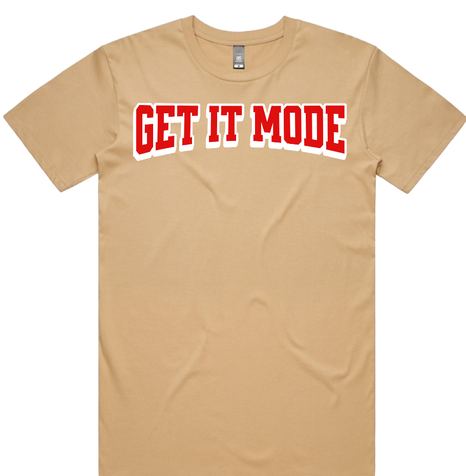 Get It Mode Brand Tee Tan/ Red