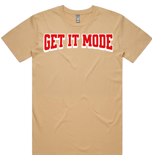 Get It Mode Brand Tee Tan/ Red