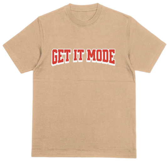 Get It Mode Brand Tee Tan/ Red